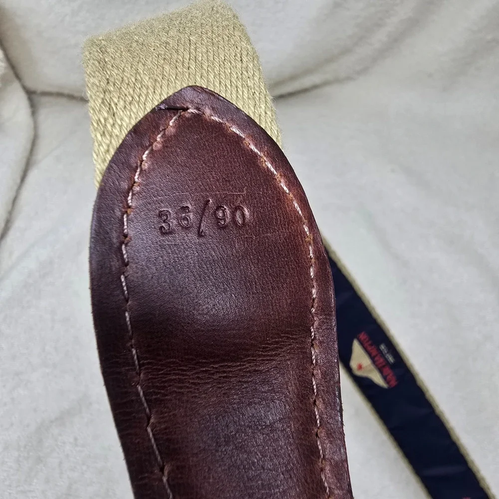 YRI‎ Belt Mens 36 Navy Wade Hampton Golf Club Leather Canvas Made in USA